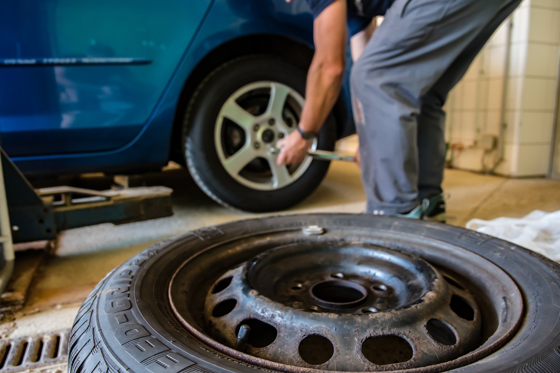 Replacement Tire on Car